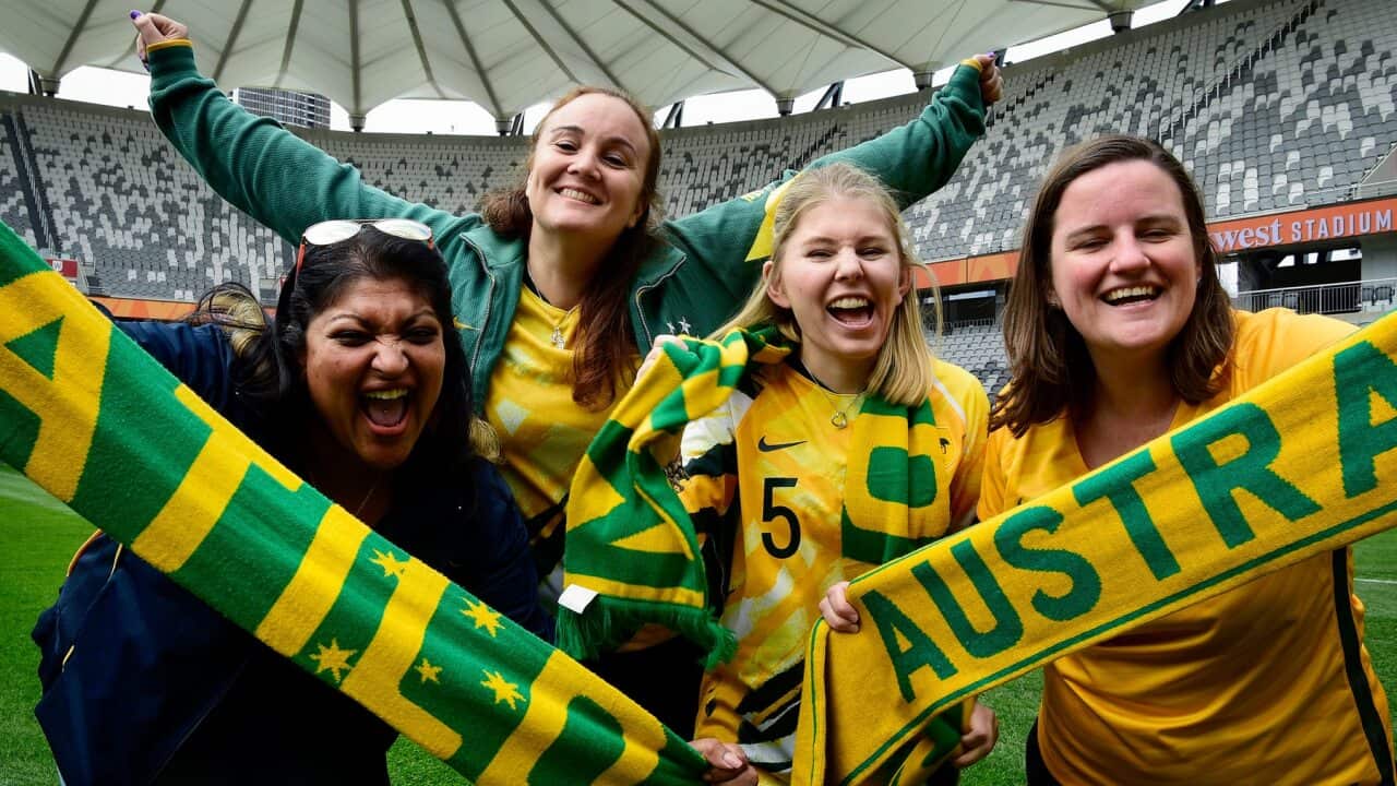 Matildas fans at a Sydney stadium.