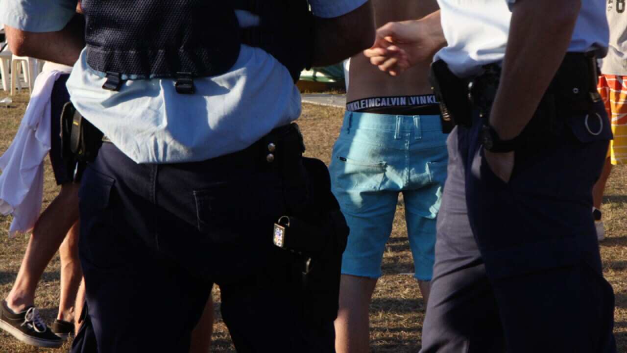 Police patrol a music festival