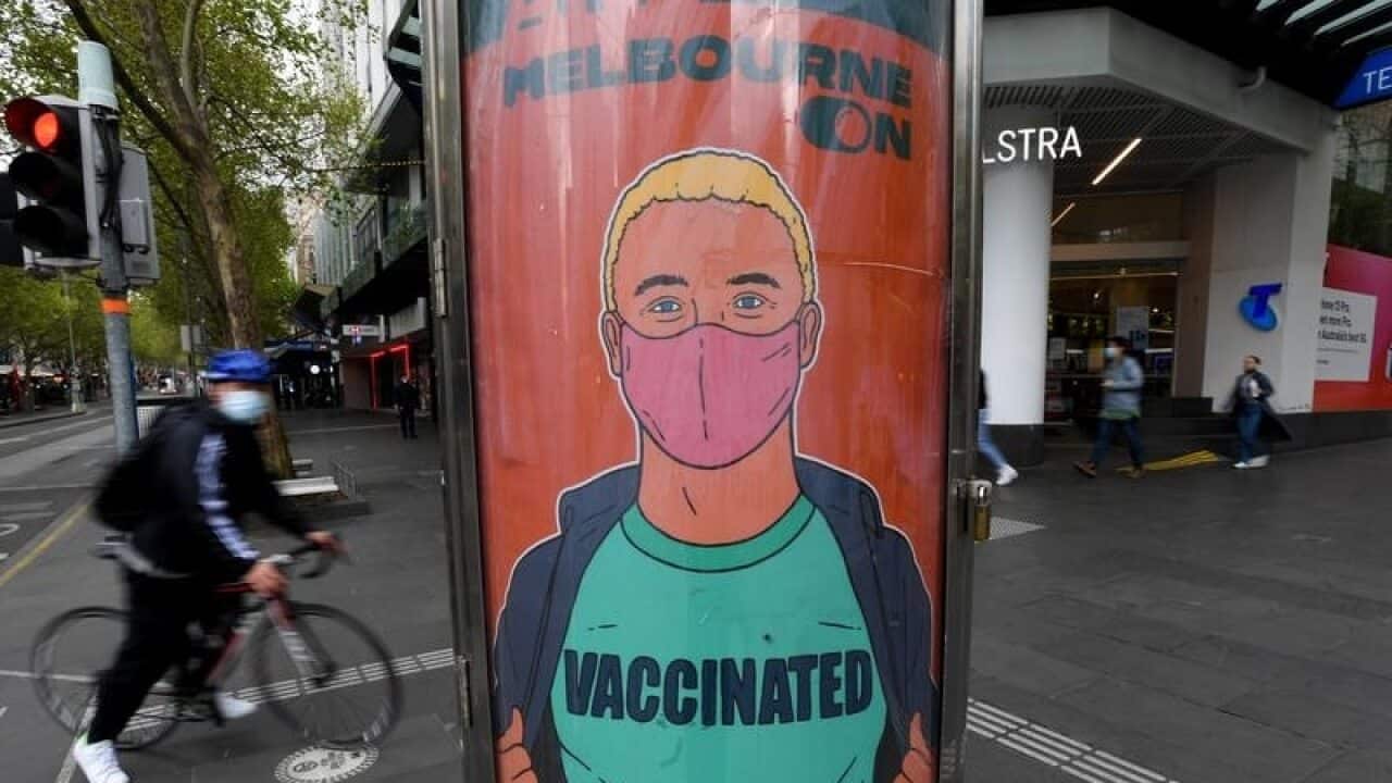 An advertisement promoting COVID-19 vaccinations (file image)