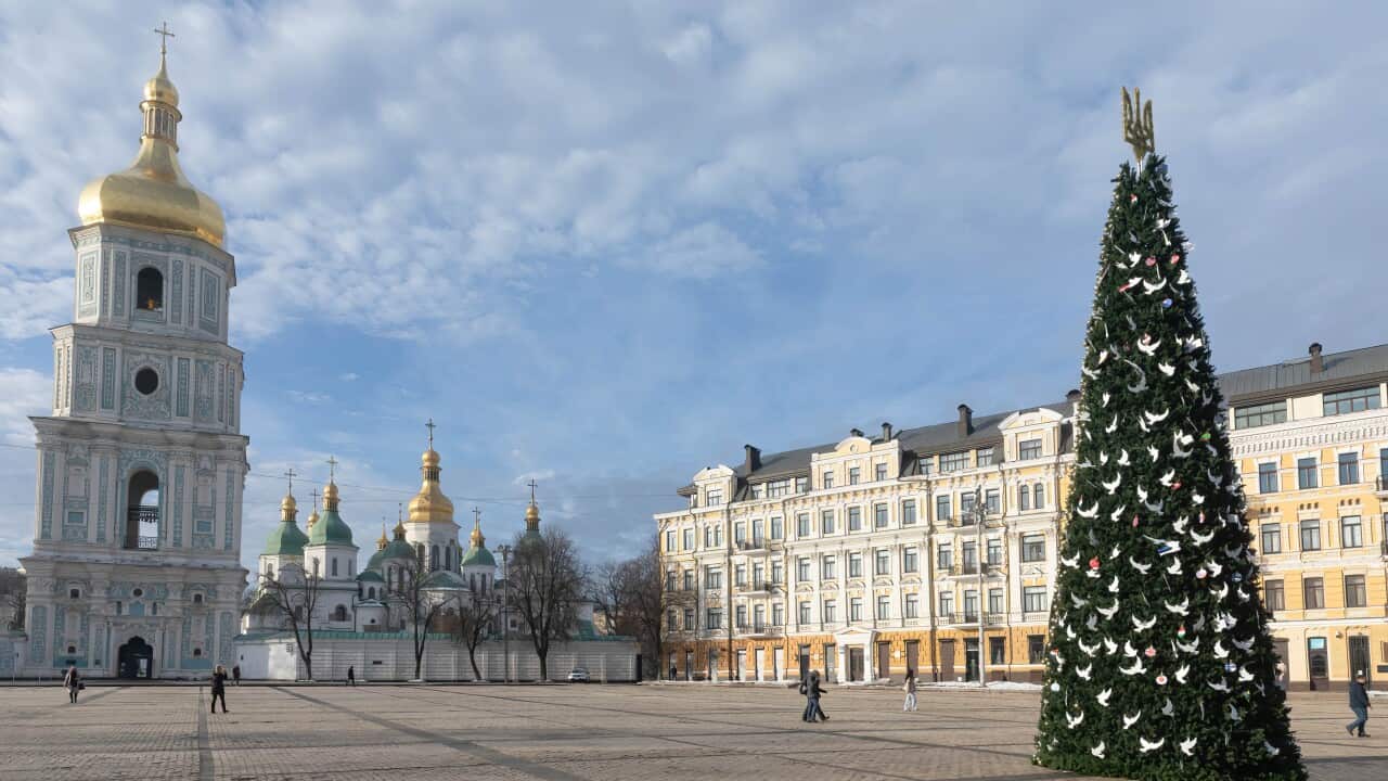 Christmas tree erected in Kyiv, Ukraine - 17 Dec 2022
