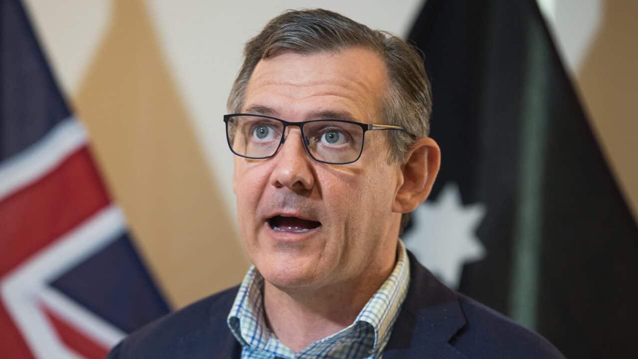 NT Chief Minister Michael Gunner speaks to the media during press conference at Parliament House in Darwin in May.