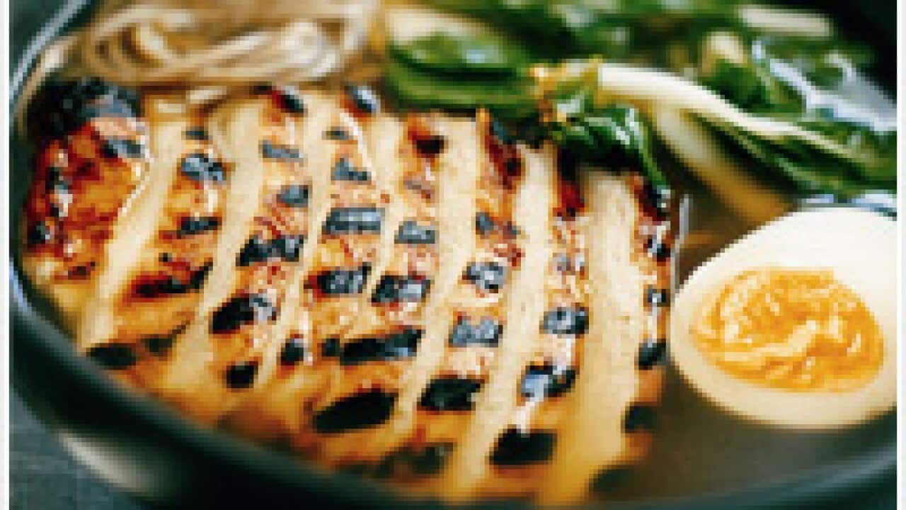 Chargrilled chicken, soba and miso soup SBS Food