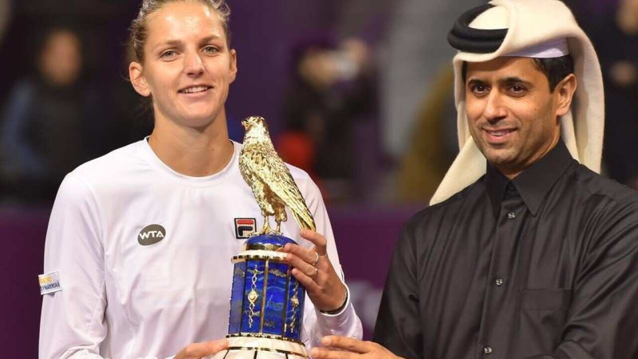 Karolina Pliskova and Qatar's Nasser Ghanim Al Khelaifi