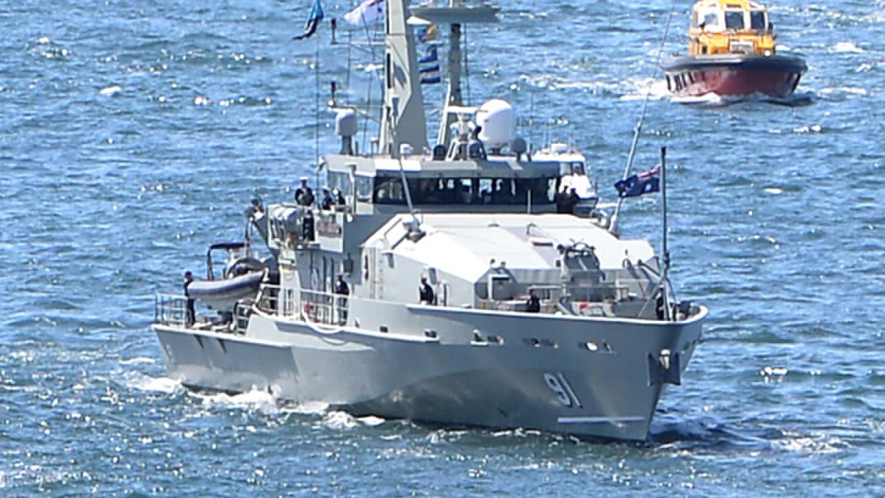 HMAS Bundaberg during the International Fleet Review on Sydney Harbour