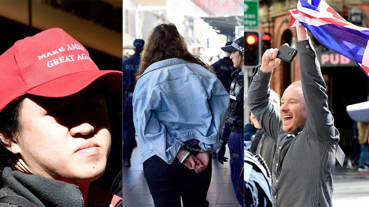 A protester has been arrested after throwing coffee over an attendee of the Conservative Political Action Conference (CPAC) in Sydney.