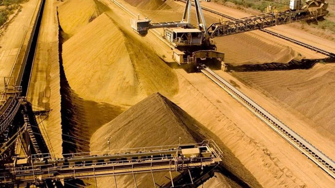 Rio Tinto iron ore piles