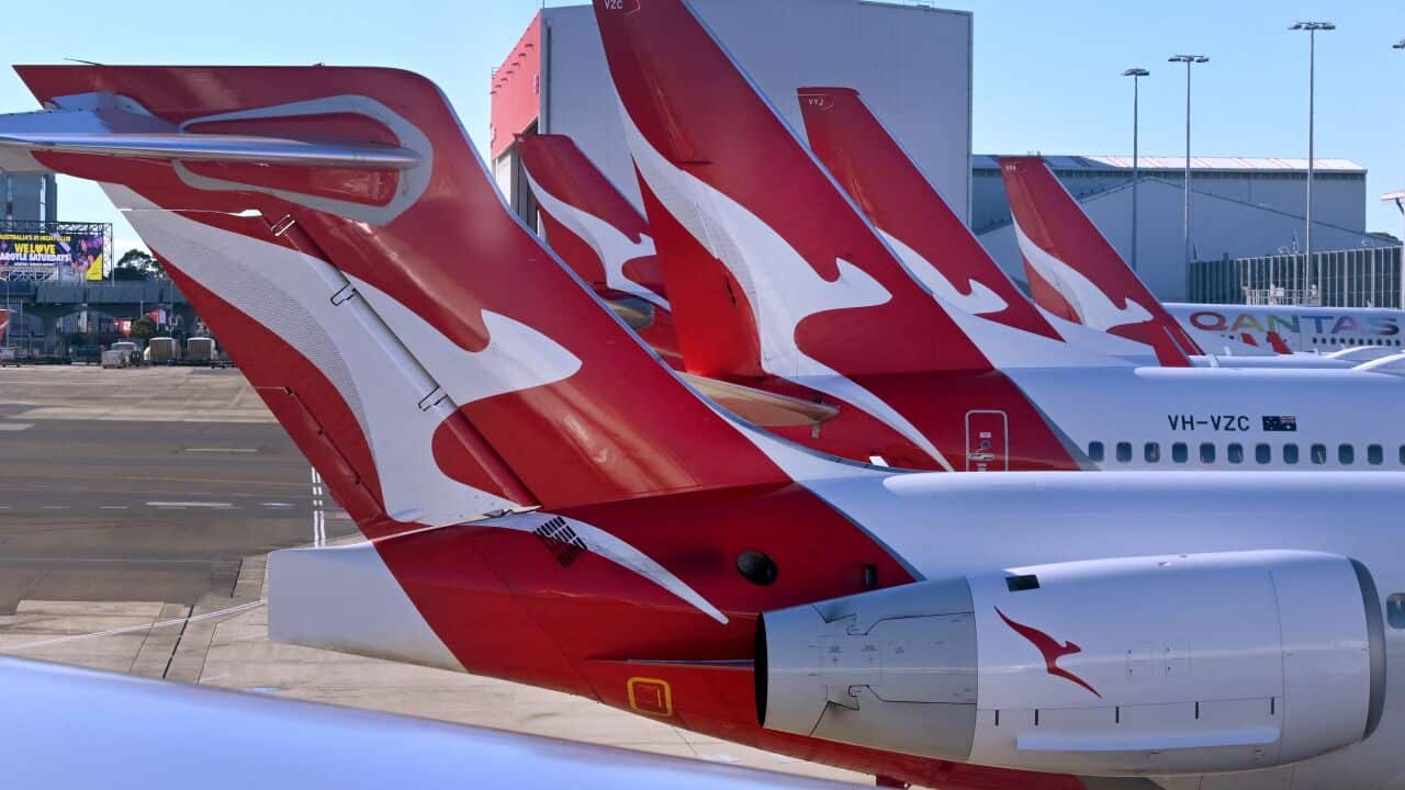 A line-up of Qantas planes at Sydney´s Kingsford Smith Airport- (Getty)