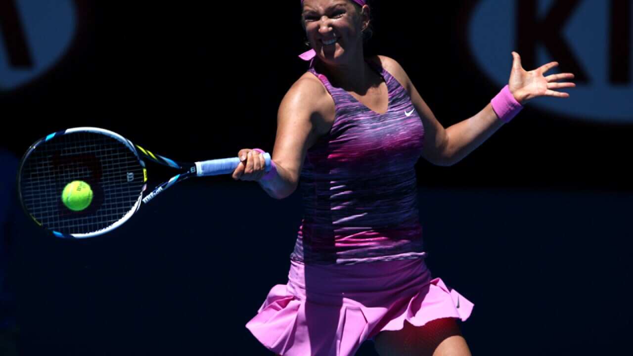 Victorian Azarenka in action in round one of the Australian Open