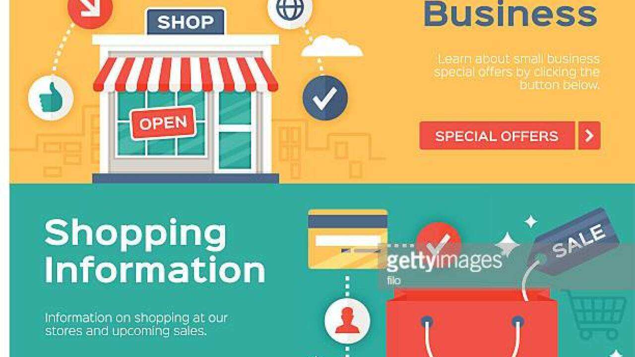 Small business, sale and shopping information concept banners.