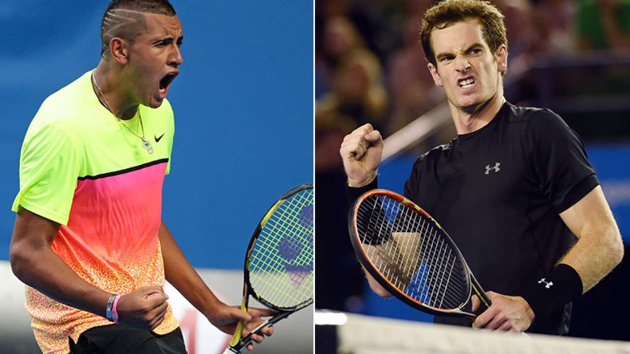 Australian Nick Kyrgios will play Andy  Murray for a spot in the Australian Open semi-final. (AAP)