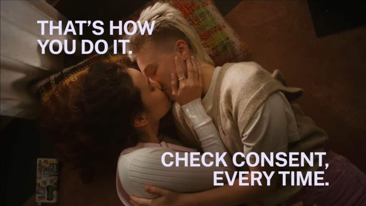 A screenshot from a new sexual consent social media campaign in NSW.