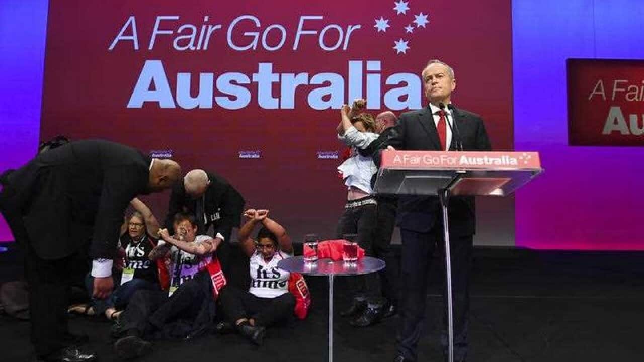 Protesters at Labor Conference