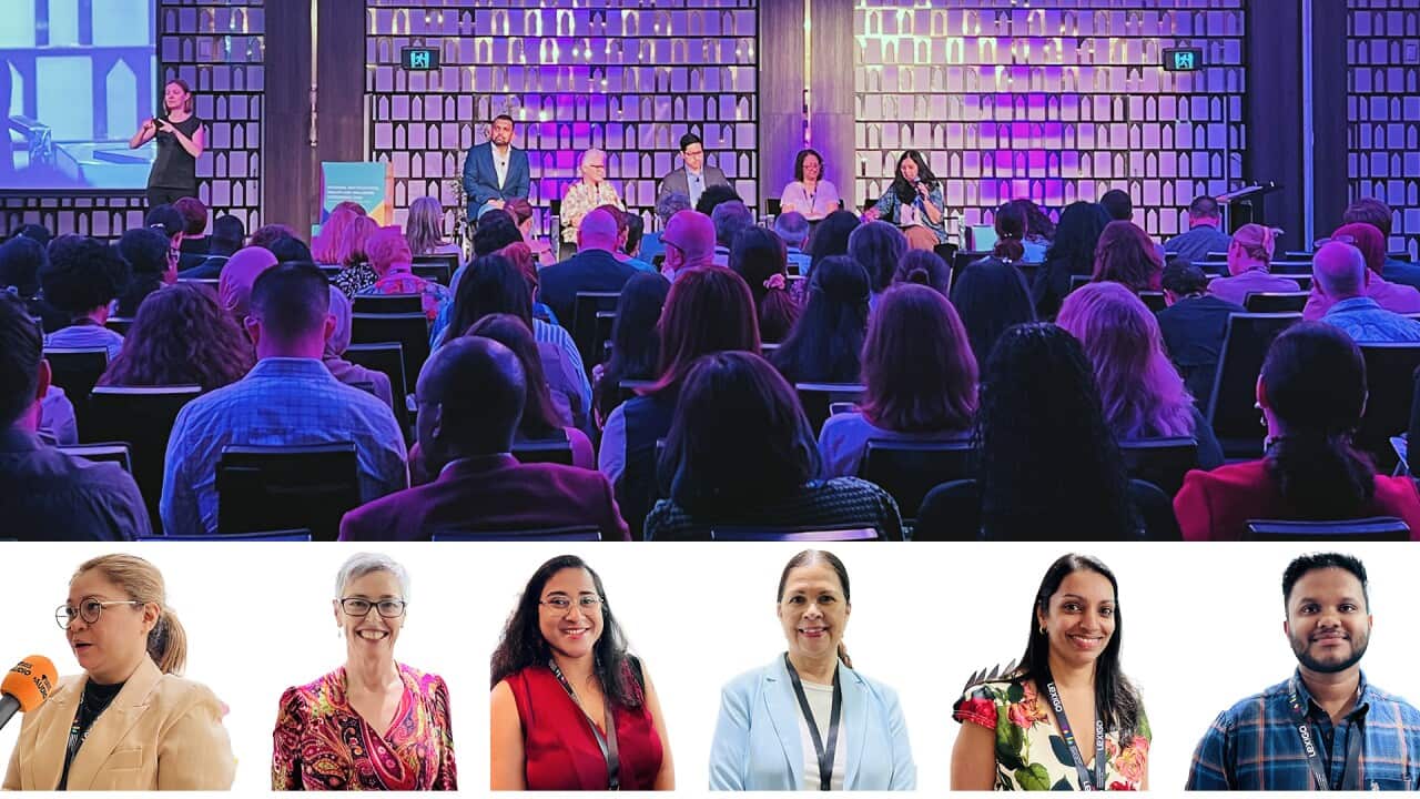 Top: National Multicultural Health & Wellbeing Conference 2023; Bottom from Left to Right:
