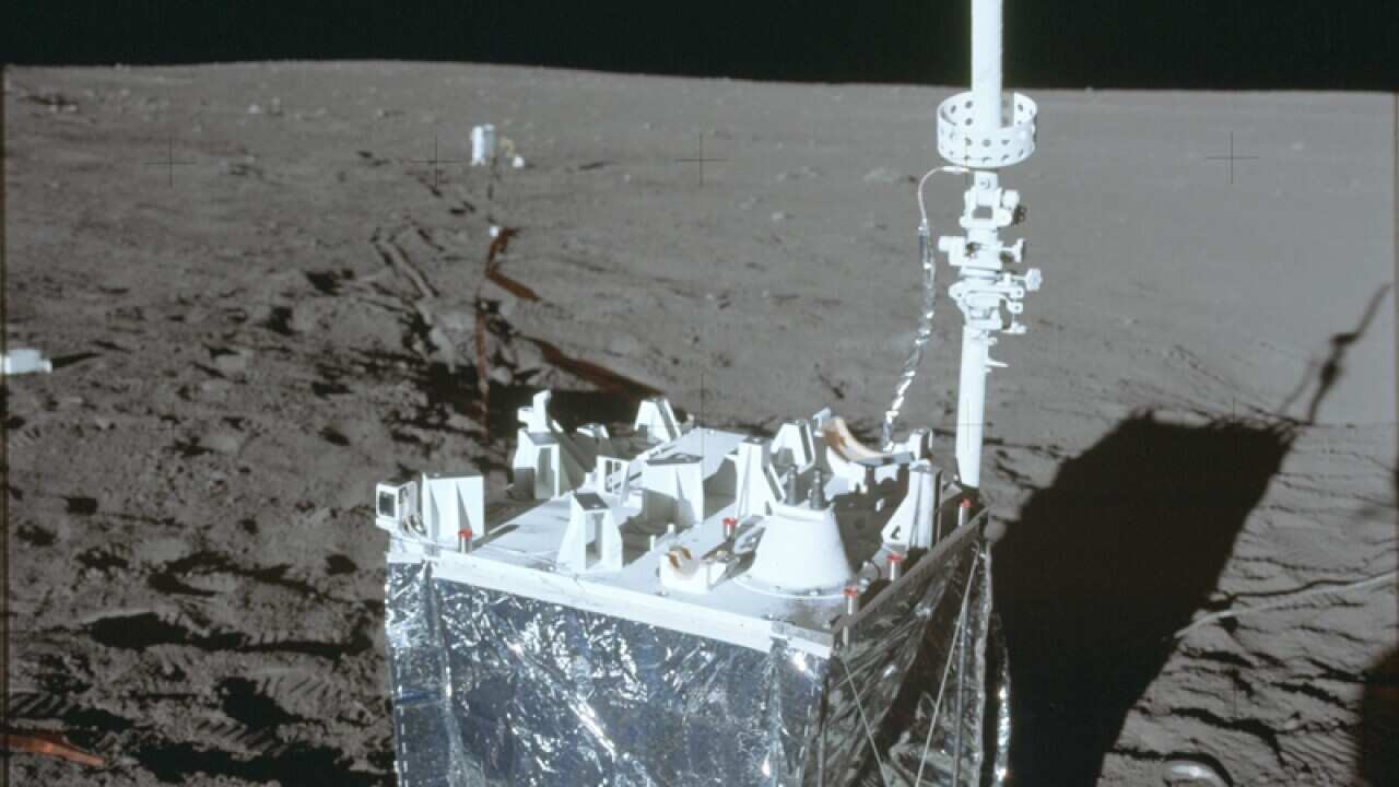 The Apollo 12 Dust Detector Experiment on the moon.