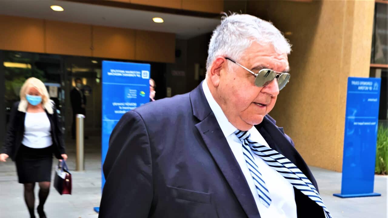 Kon Kontis is seen leaving the Inquest into the COVID-19 deaths of residents at St Basil's Home for the Aged in Fawkner, at the Coroner's Court of Victoria in Melbourne, Wednesday, December 15, 2021. (AAP Image/Con Chronis) NO ARCHIVING