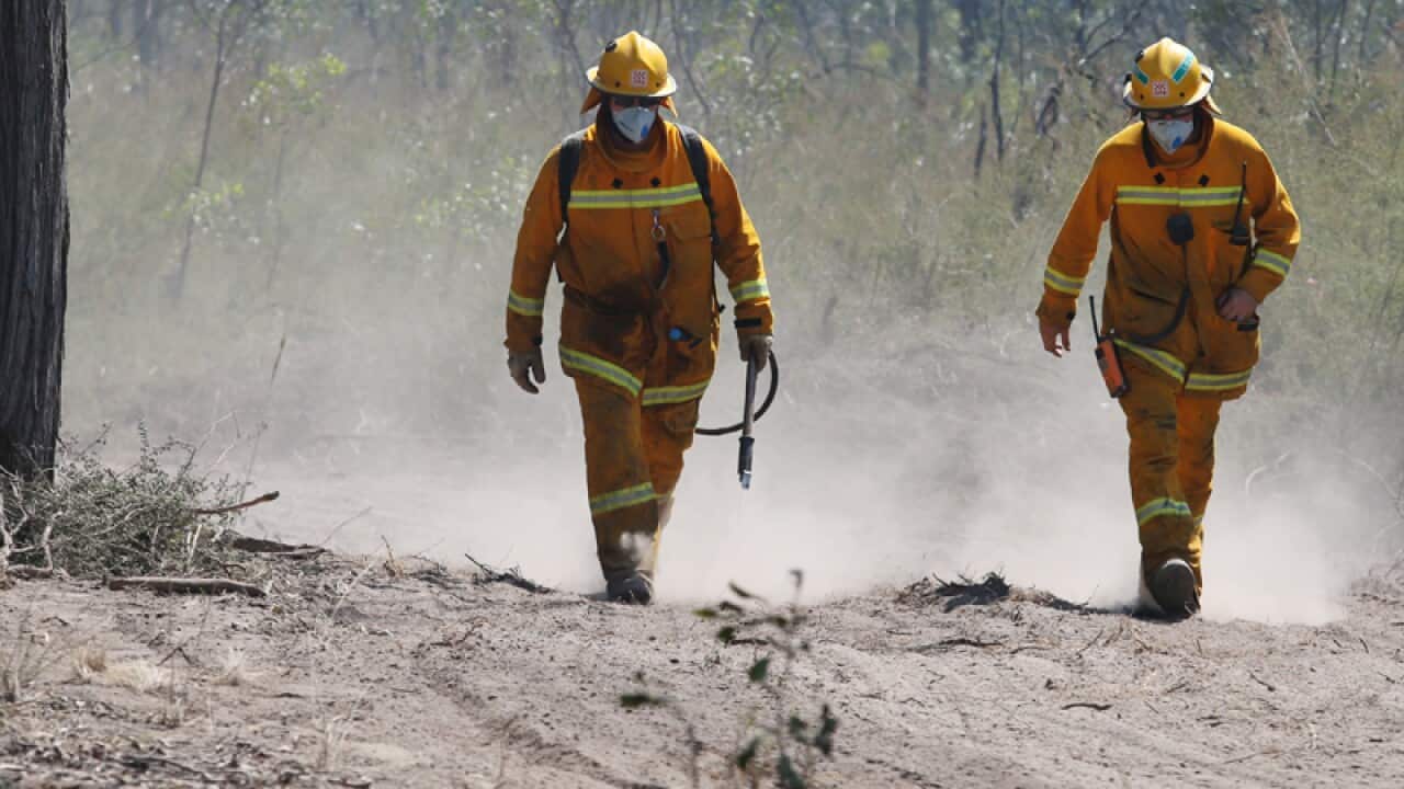 Country Fire Authority fire fighters work