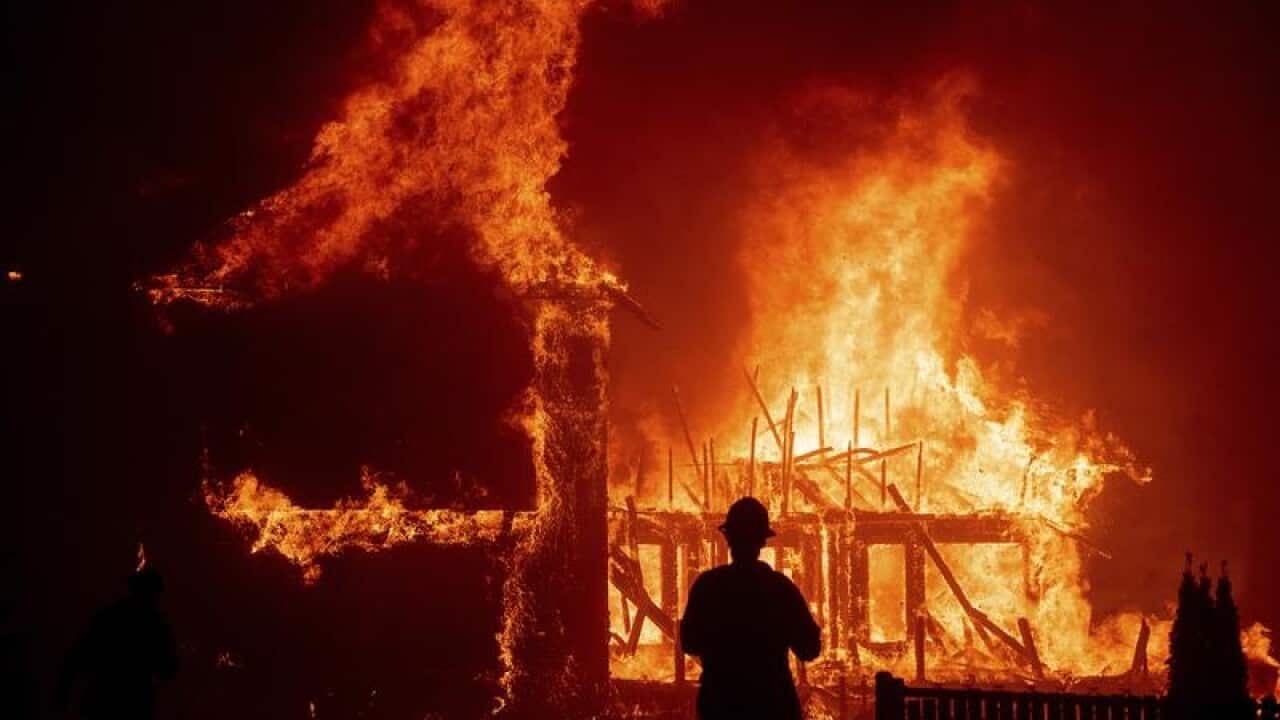 A file image of the Camp Fire in northern California