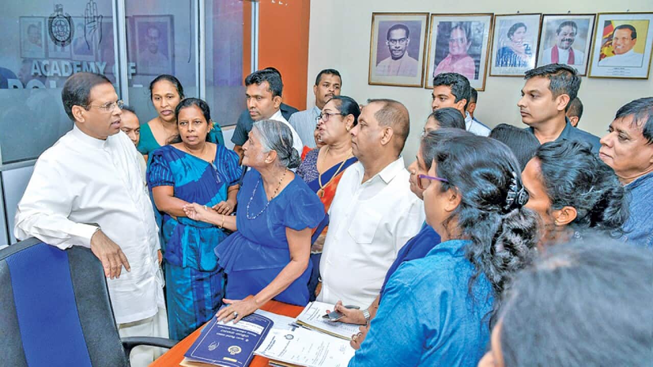 SLFP president Maithripala Sirisena is with the party members
