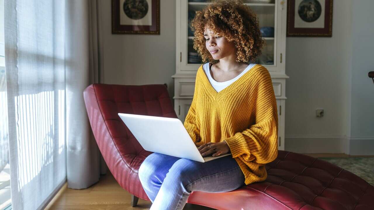A student working at home