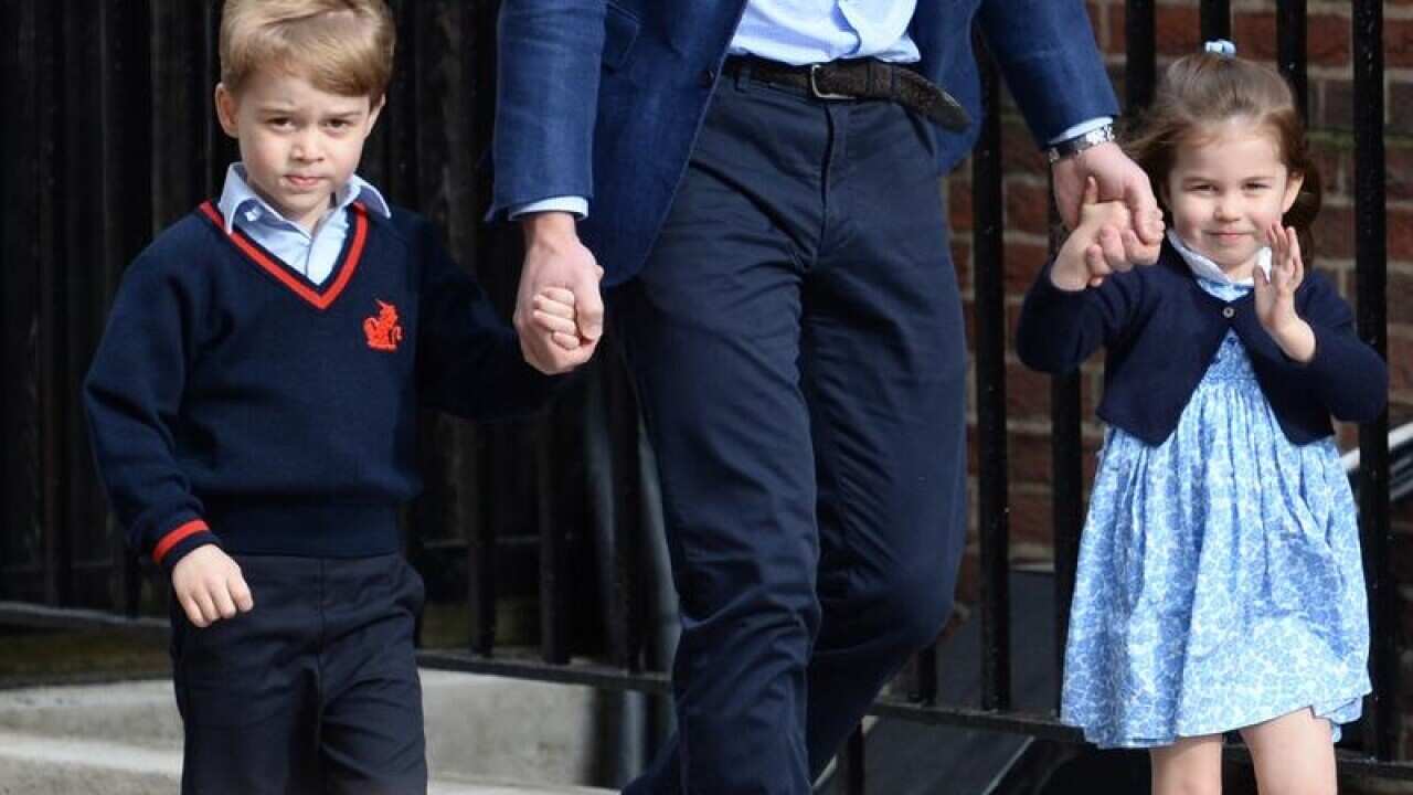 Prince George and Princess Charlotte arrive at St Mary's Hospital