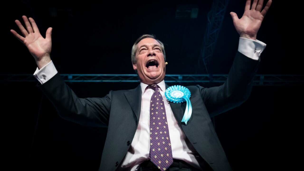 Brexit Party leader Nigel Farage addresses a rally at the Rainton Meadows Arena, while on the European Election campaign trail in Durham.. Picture date: Saturday May 11, 2019. Photo credit should read: Danny Lawson/PA Wire