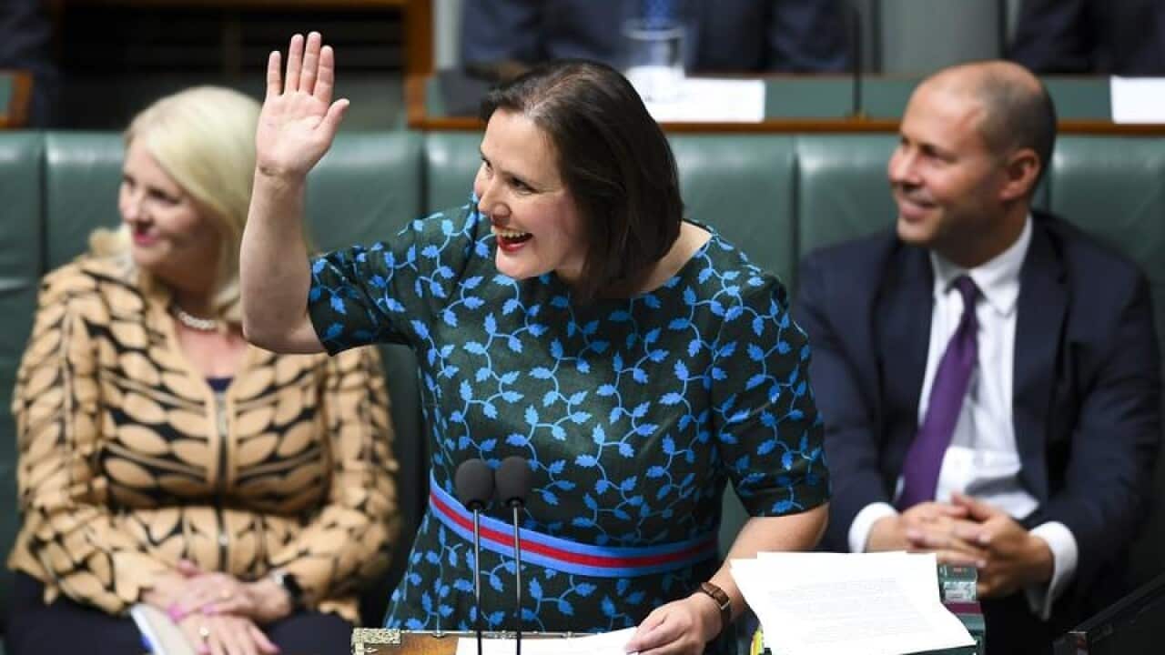 Retiring Minister for Women Kelly O'Dwyer (centre)