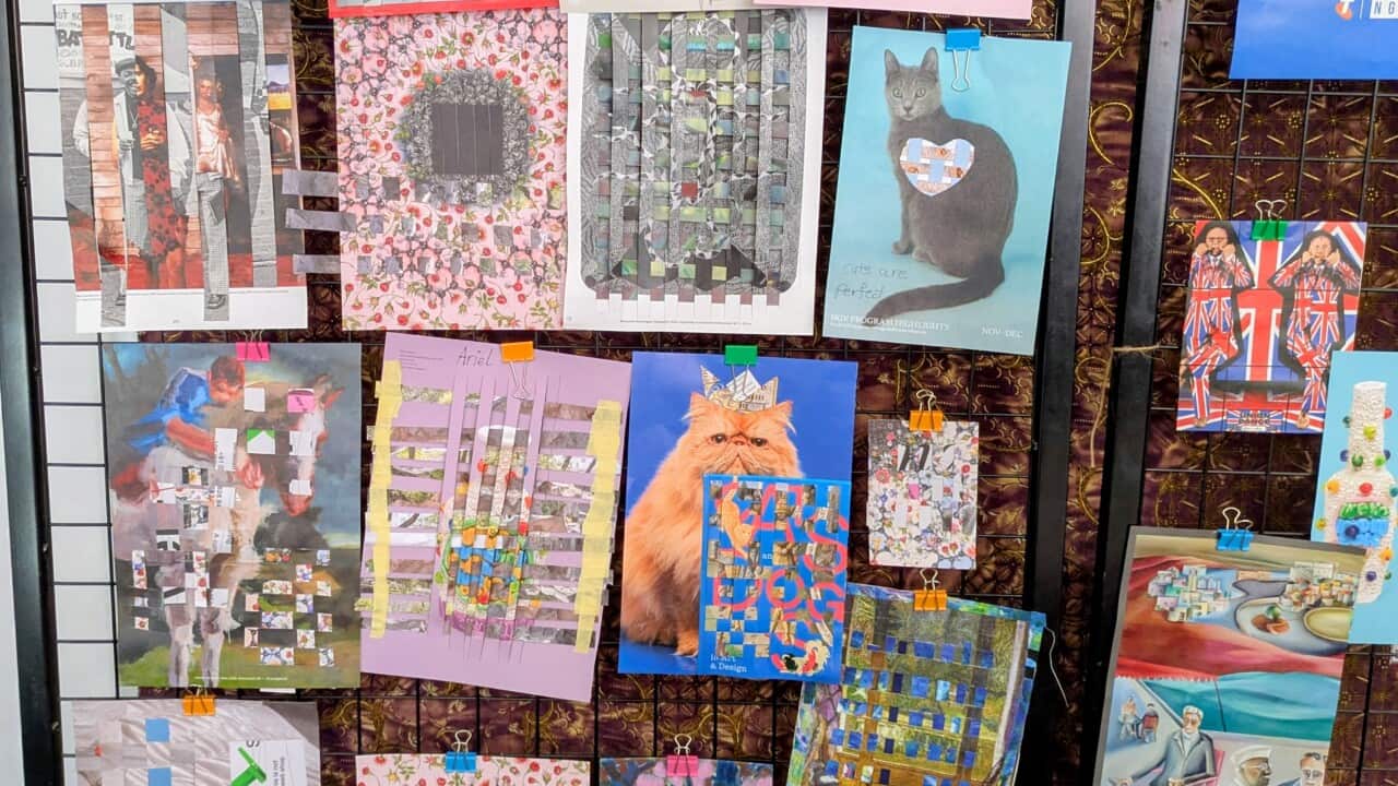 Completed photo weaving pieces created by workshop participants at Pasar Senja. Credit_ SBS Indonesian_Anne Parisianne.jpg