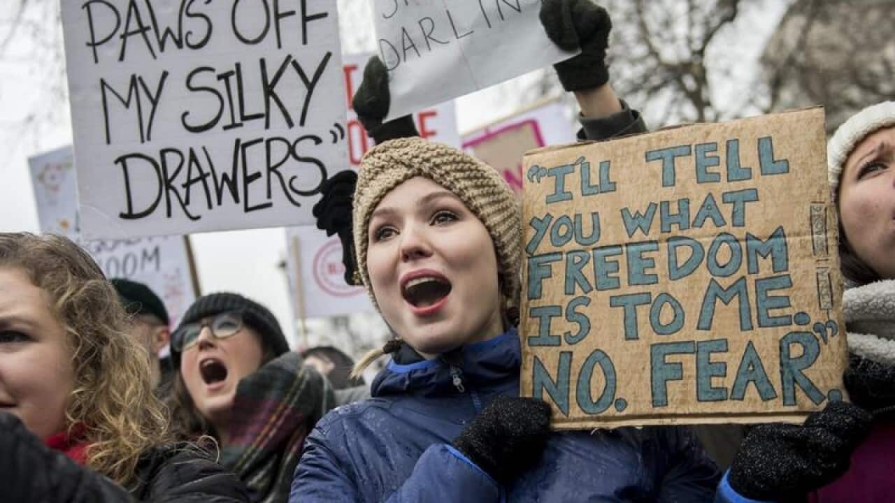 Women march in central London