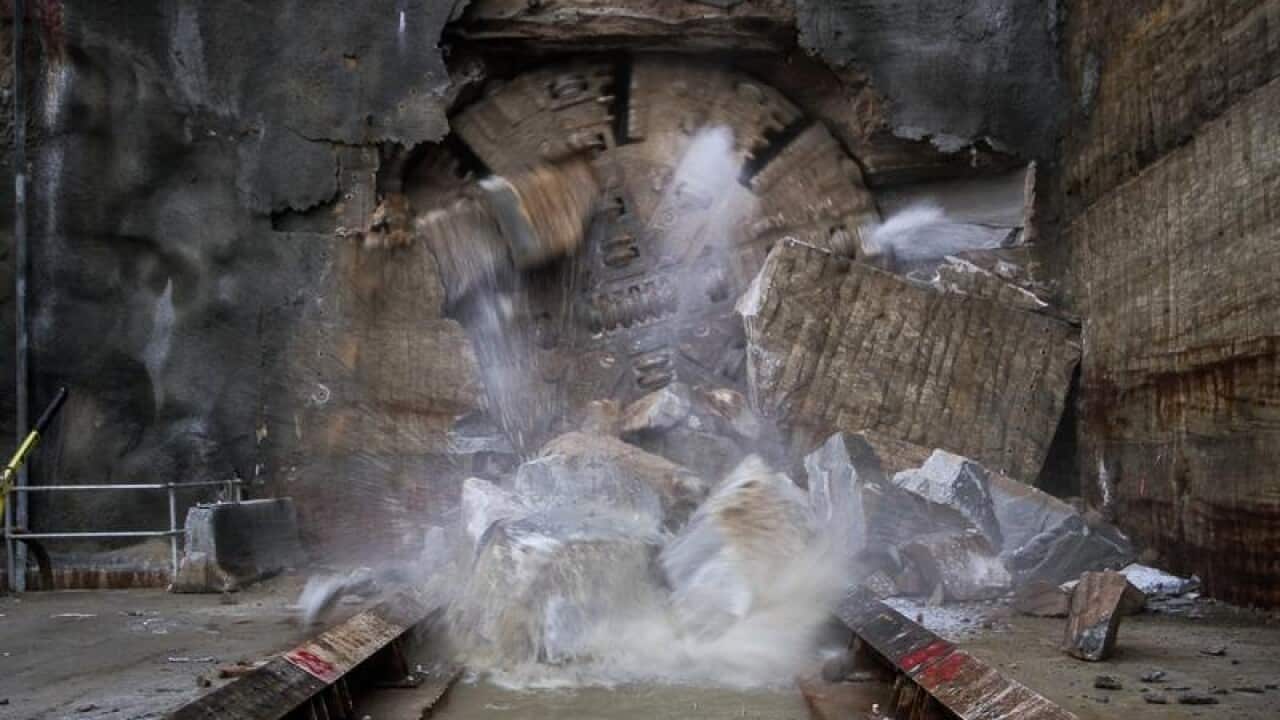 A file, supplied image of construction of the North West Rail Link.