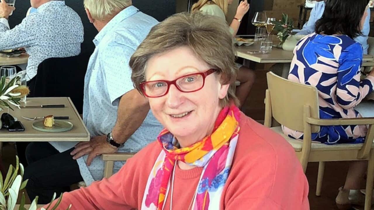 Alison Adams in a restaurant in Italy