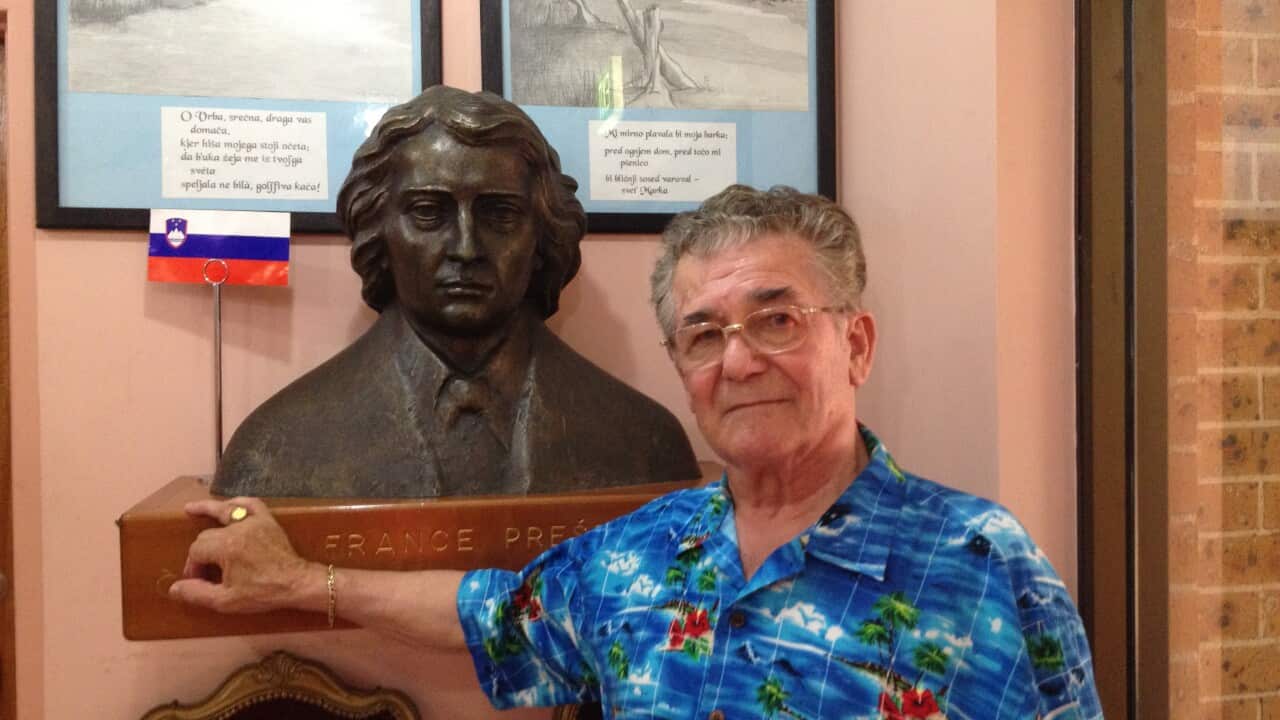 Štefan Šernek in the entrance of Slovenian Association Sydney