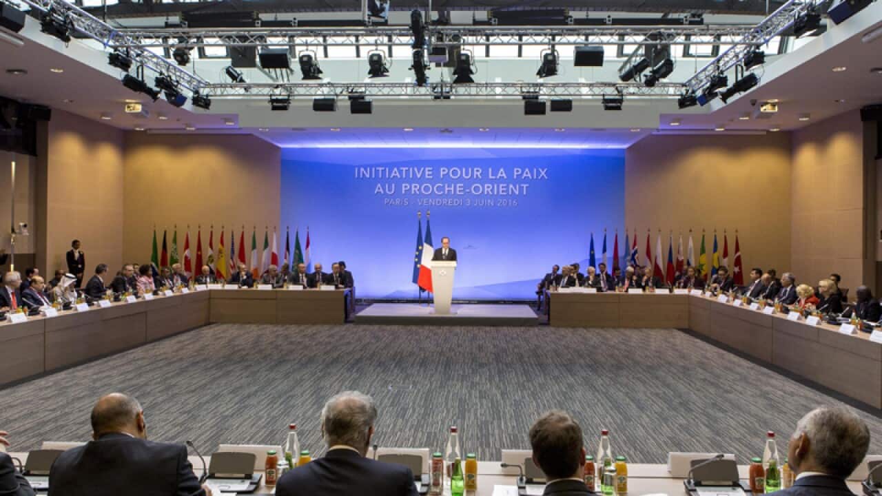 Diplomats at a meeting to revive Israeli-Palestinian peace talks