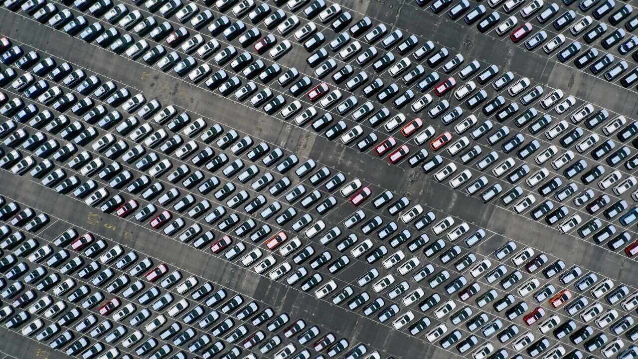 Brand new Subaru cars in storage in Richmond, California