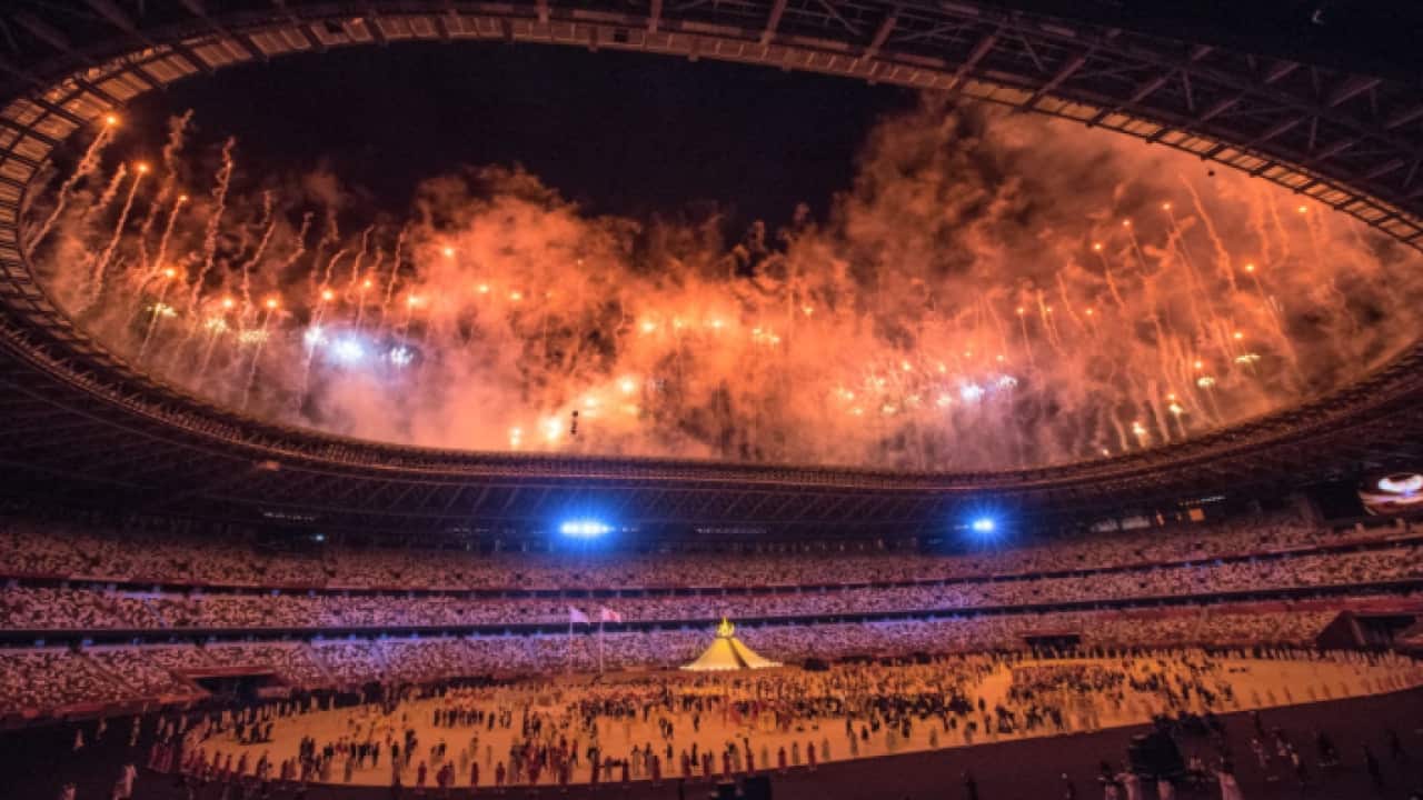 Fireworks at the opening ceremony of the Tokyo Olympics