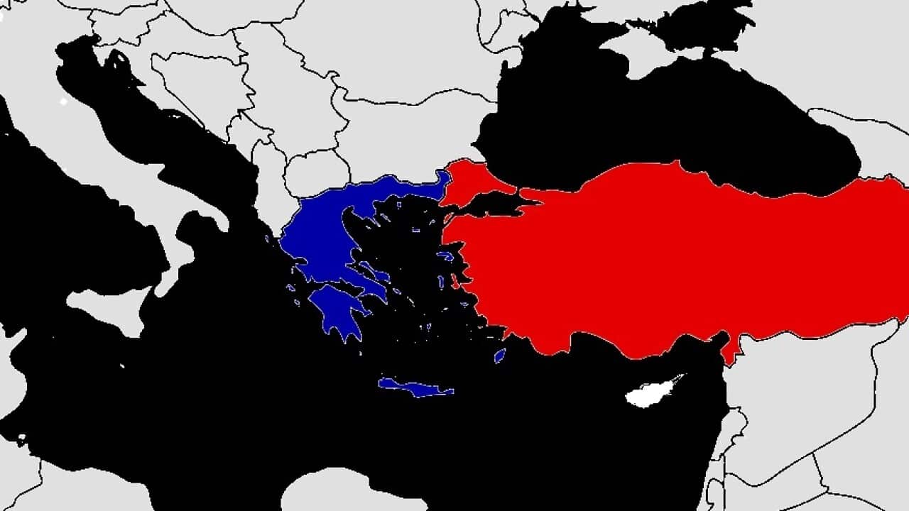 Greece (blue) - Turkey (red) maps