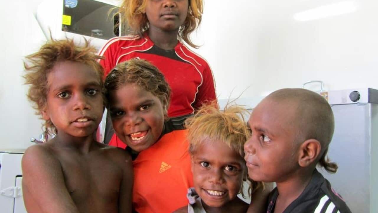 Aboriginal family in health facility