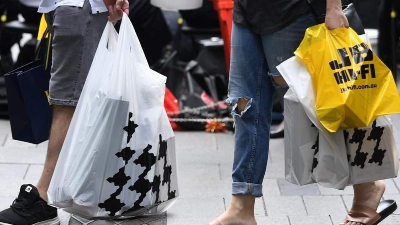 Shoppers are seen during the Christmas trade period in central Sydney