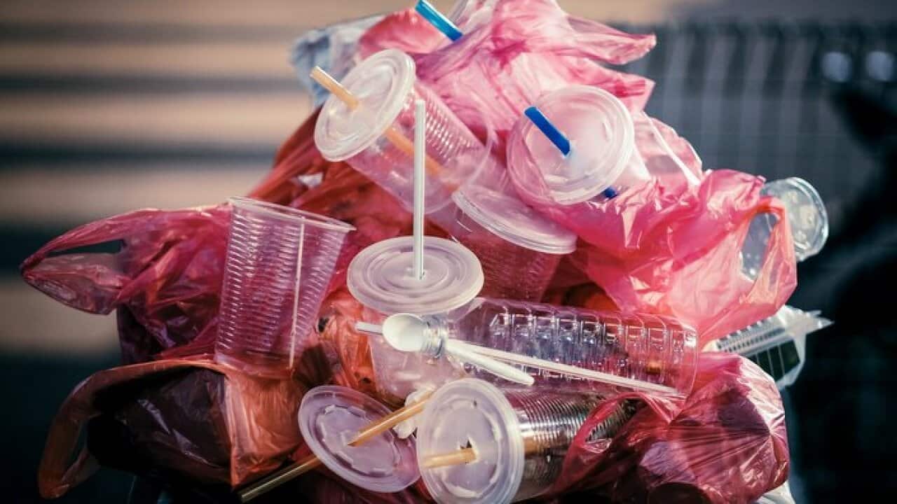 Close-Up Of Plastic Garbage Pile