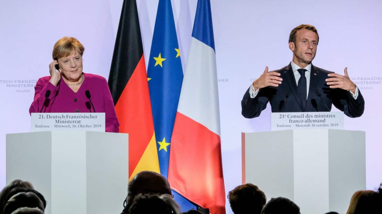 Angela Merkel and Emmanuel Macron