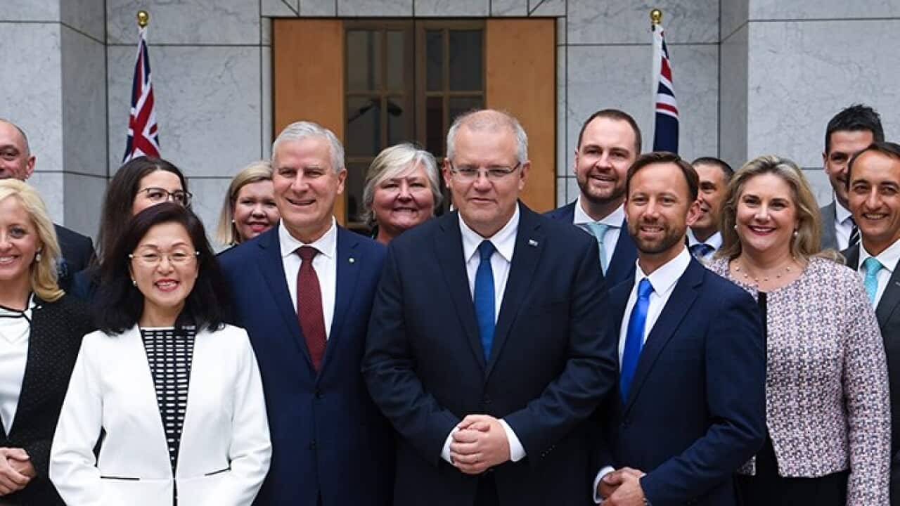 Scott Morrison with newly-election Coalition MPs