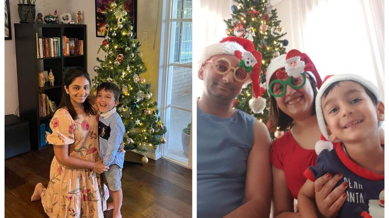 Members of the Gujarati community celebrate Christmas with children in Australia.