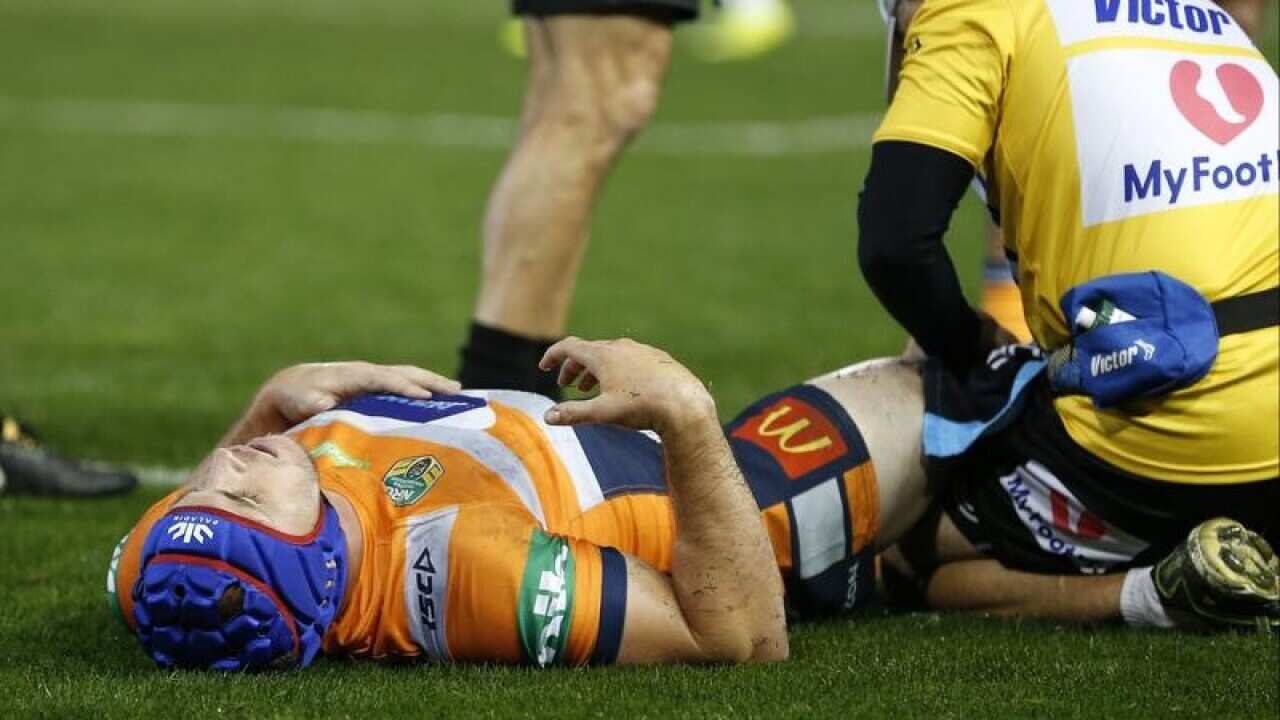 Injured Jamie Buhrer of the Knights.