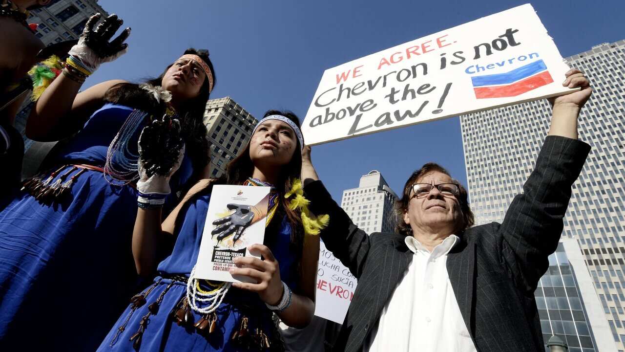 Supporters in New York of the court action against Chevron - AAP.jpg