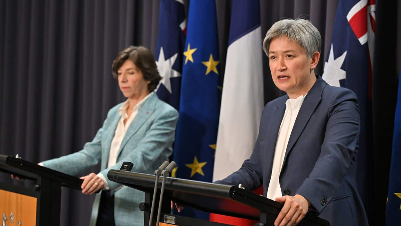 Former French foreign minister Catherine Colonna and Penny Wong