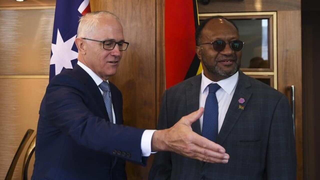 Malcolm Turnbull and Charlot Salwa at CHOGM in London in March.