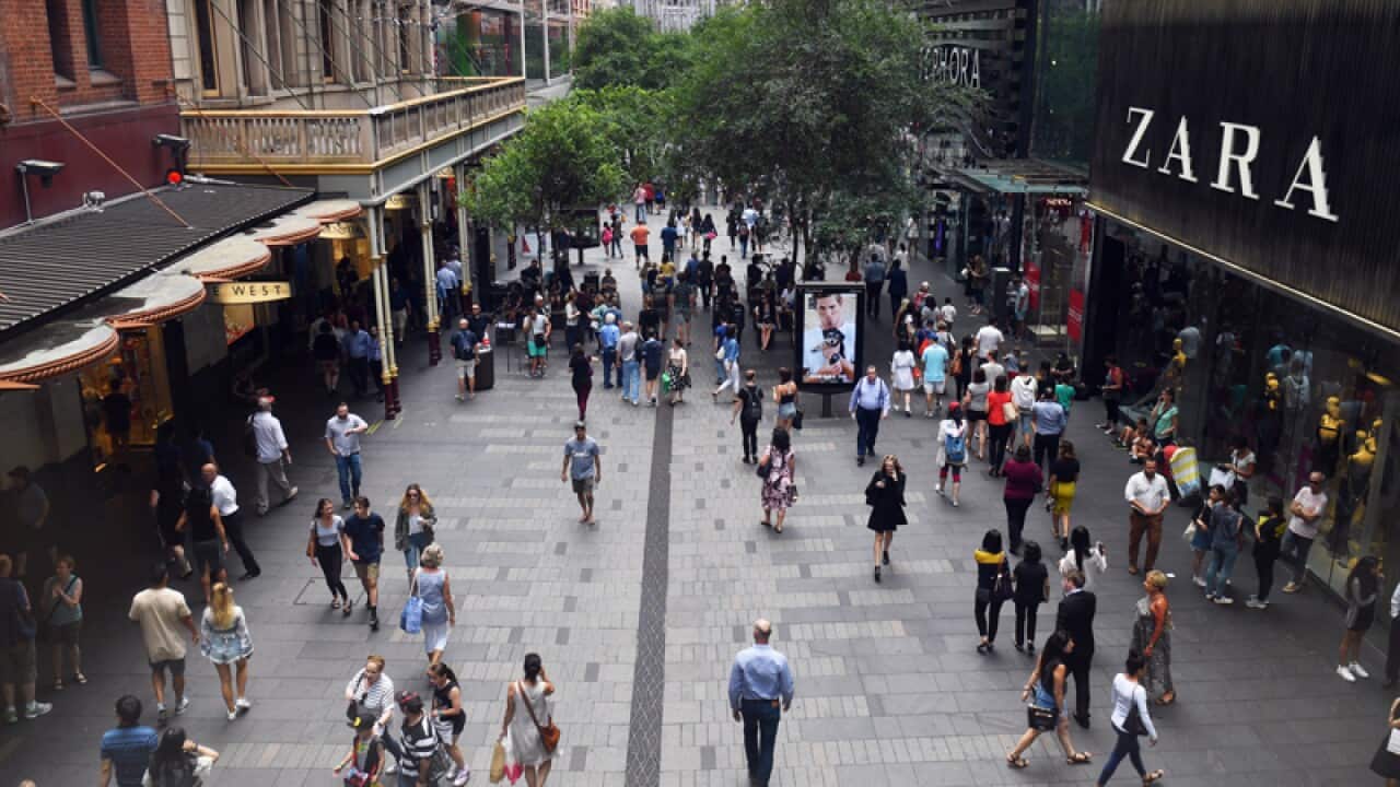 Shoppers are seen on Pitt St Mall