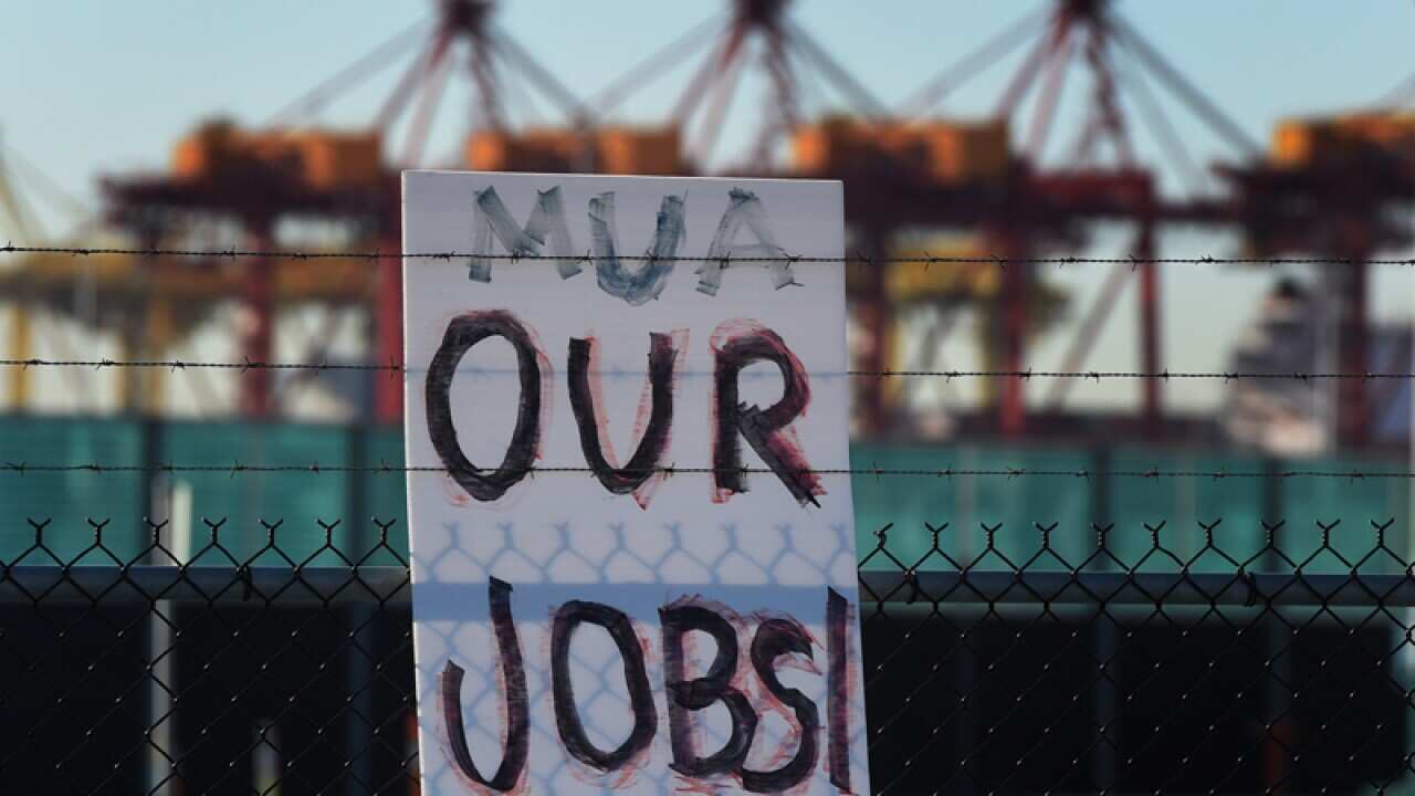 Workers from Hutchison Ports blockade the Sydney Port terminal