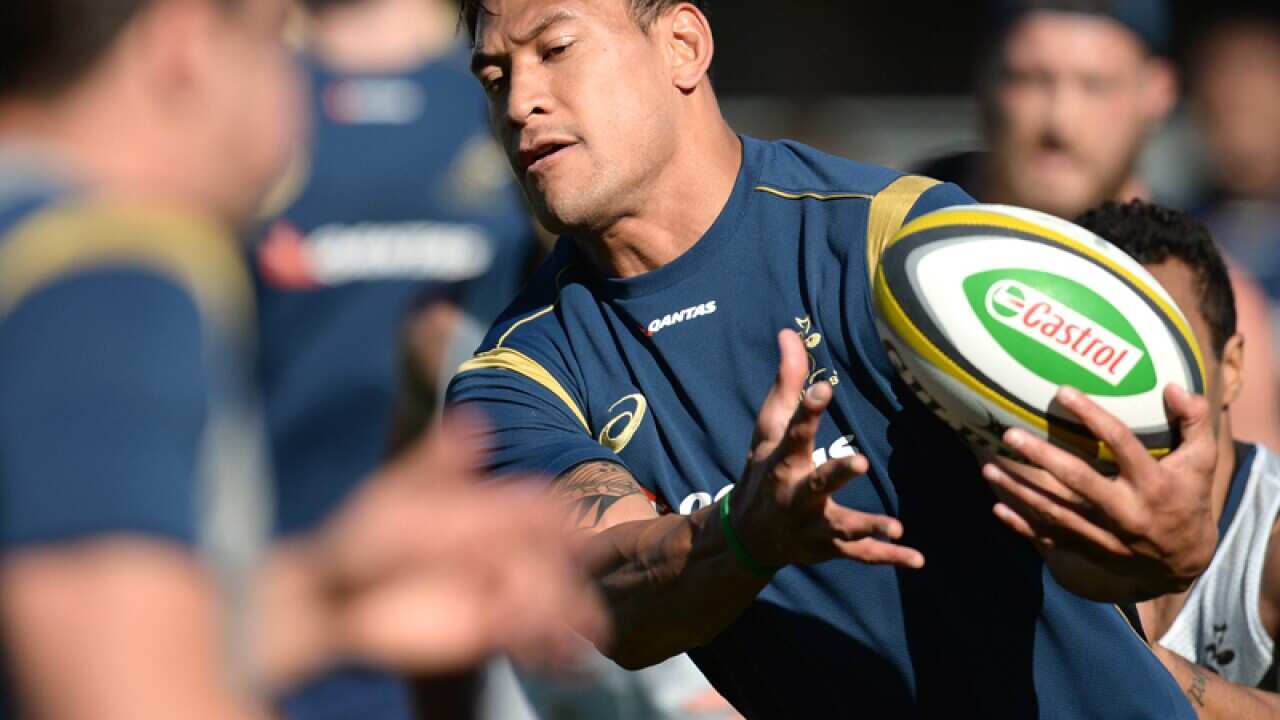 Wallabies player Israel Folau during training in Brisbane
