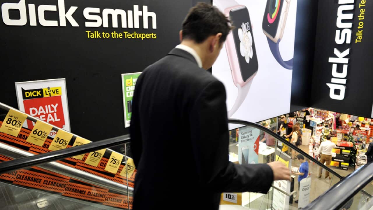 A man walks into a Dick Smith Electronics store
