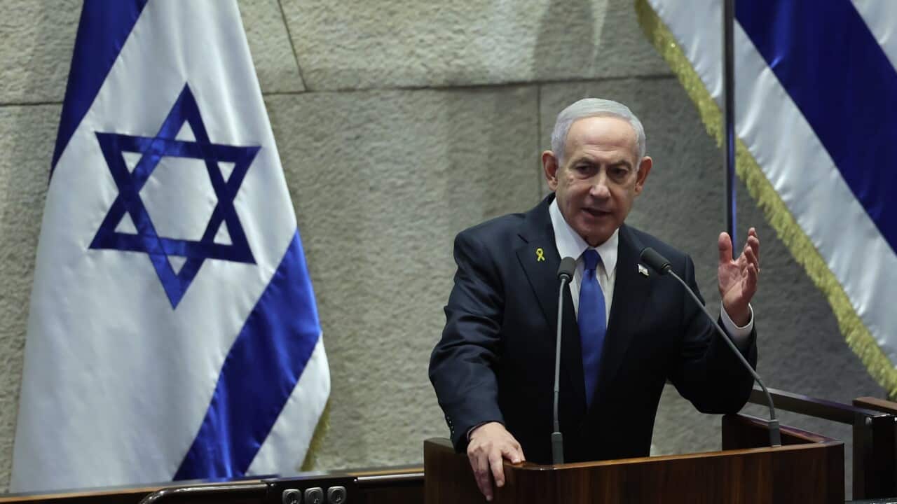 Israeli Prime Minister Benjamin Netanyahu delivers a speech at the opening of the winter session of the Israeli parliament, Knesset